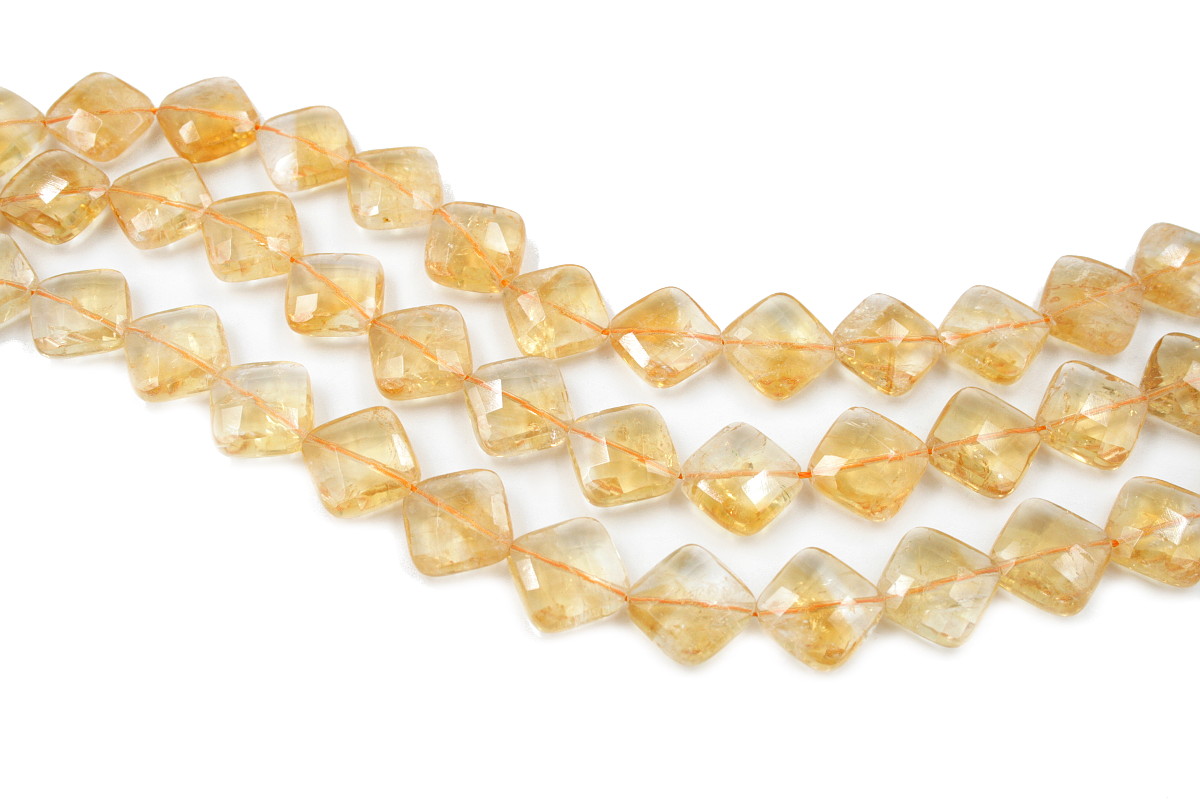 Citrine Quartz strands faceted rhombus shape size 14mm