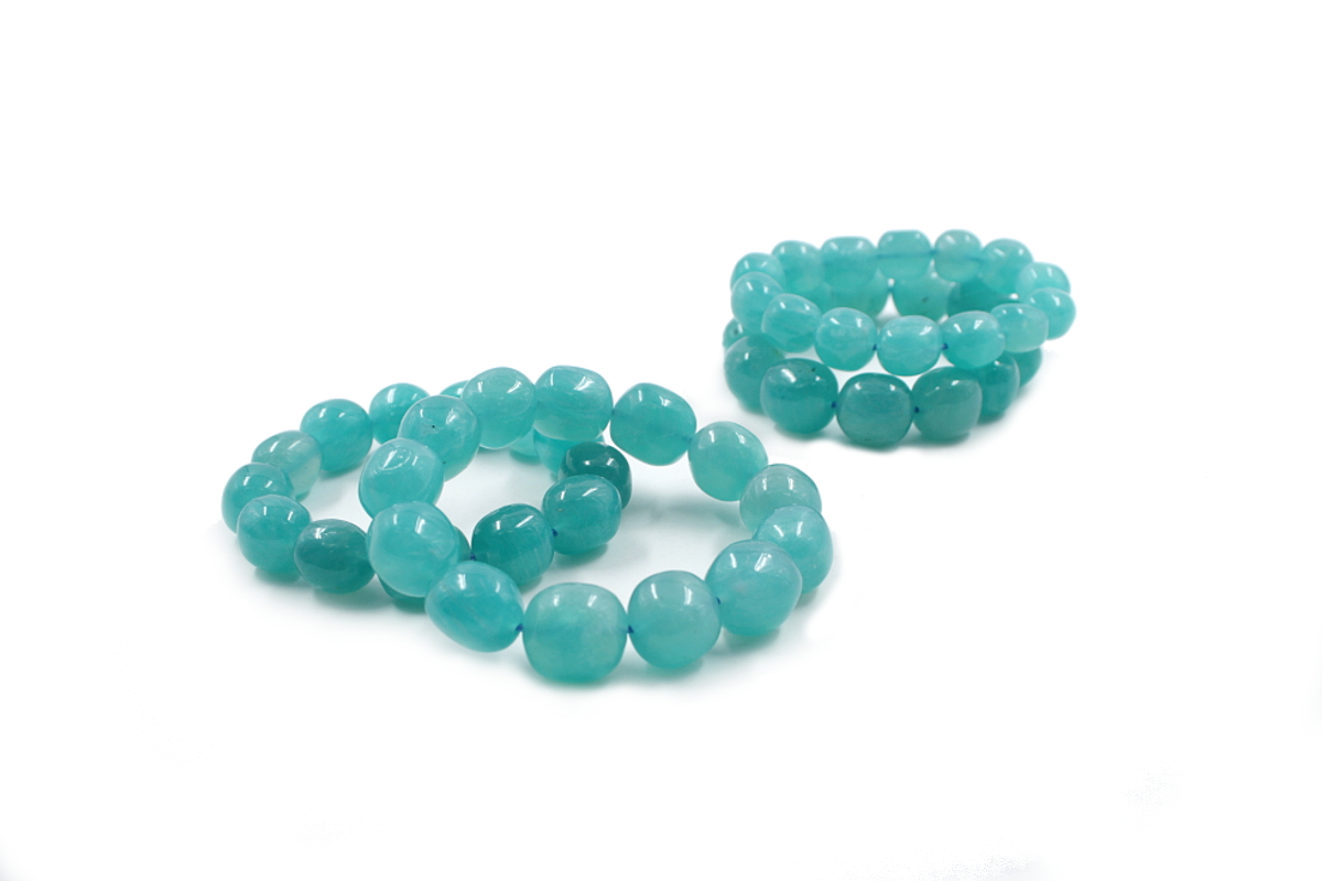 Amazonite elastc bracelet stone shape size 12x14mm +/- AAA-Quality