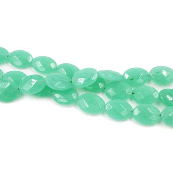 Green sponge quartz strands faceted flat oval shape size 18x13mm