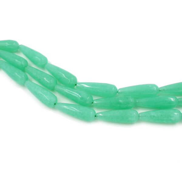 Green sponge quartz strands faceted drop shape size 30x10mm