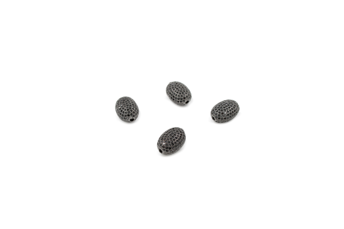 Ovali in ottone pave'zirconati 10x7mm (Nere)