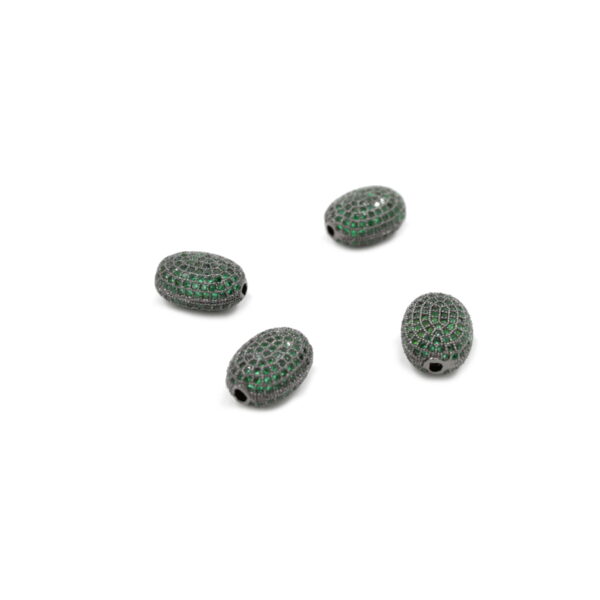 Zircon pavè brass oval shape green color size 10x7mm