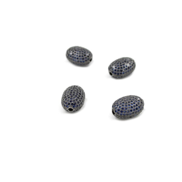 Zircon pavè brass oval shape blue color size 14x10mm
