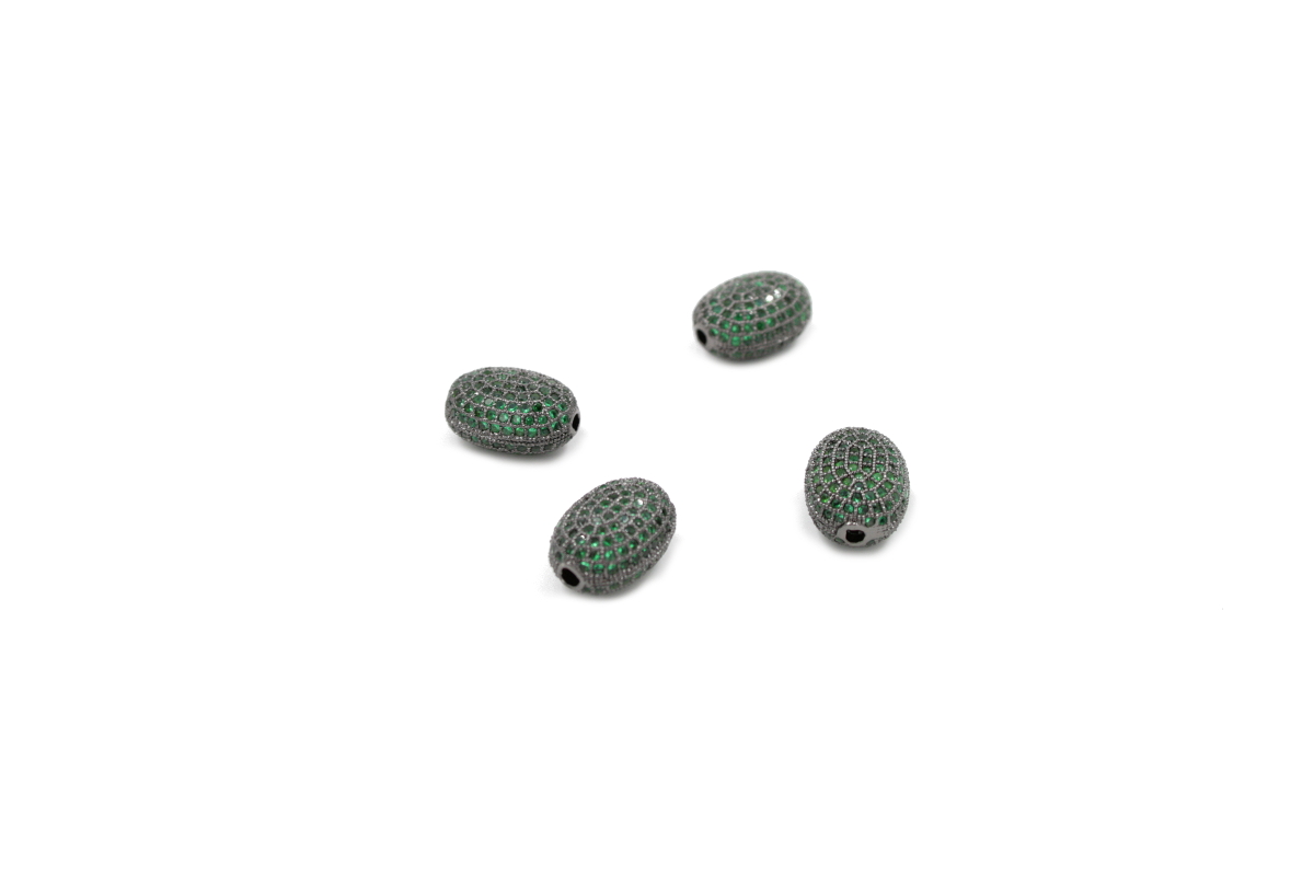 Ovali in ottone pave'zirconati 14x10mm (Verde)