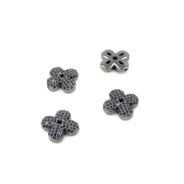 Zircon pavè brass flower shape blue color size 16mm