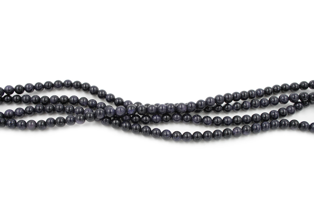 Blue sand stone strands round shape size 8mm