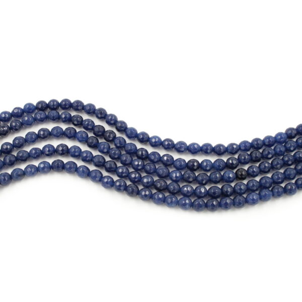 Dark blue sponge quartz strands faceted round shape size 6mm