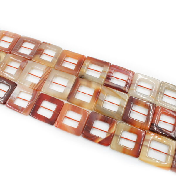 Red Agate strands square frame shape size 28mm