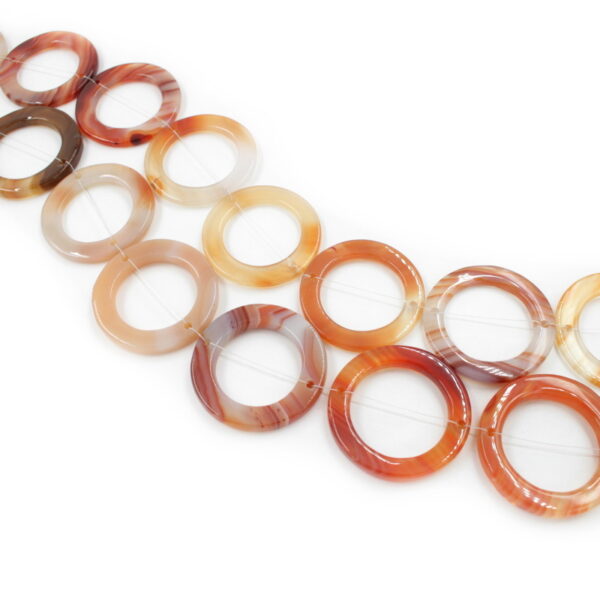 Red Agate strands round frame shape size 40mm - Frontal Hole