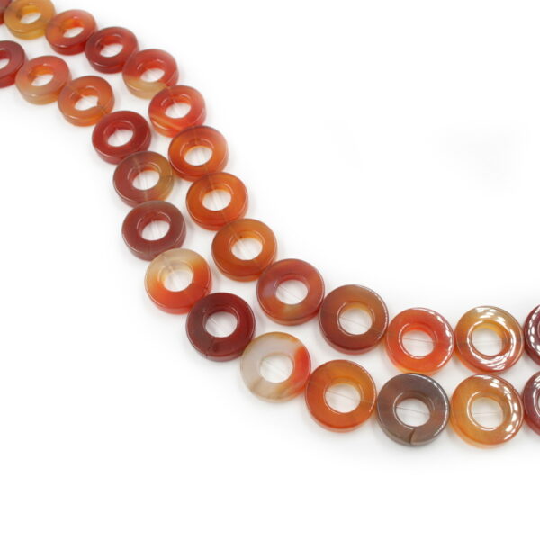 Red Agate strands round frame shape size 20mm - Lateral Hole