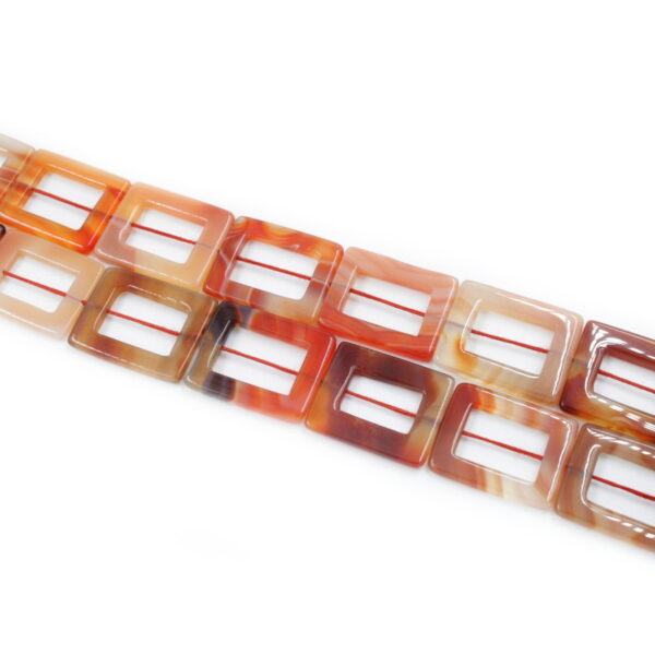 Red Agate strands rectangular frame shape size 25x20mm