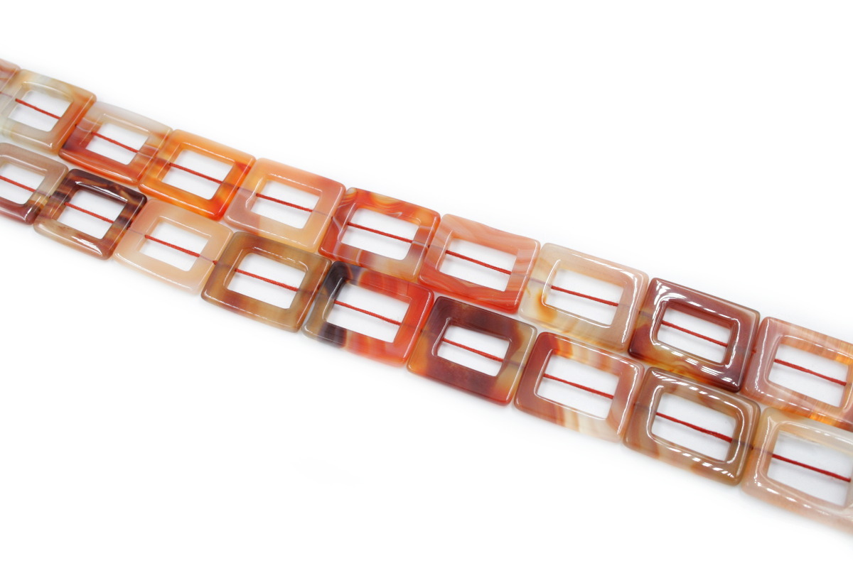 Red Agate strands rectangular frame shape size 25x20mm