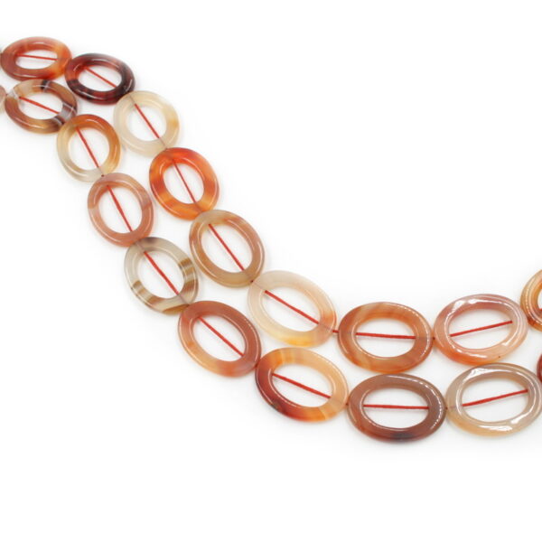 Red Agate strands oval frame shape size 28x20mm