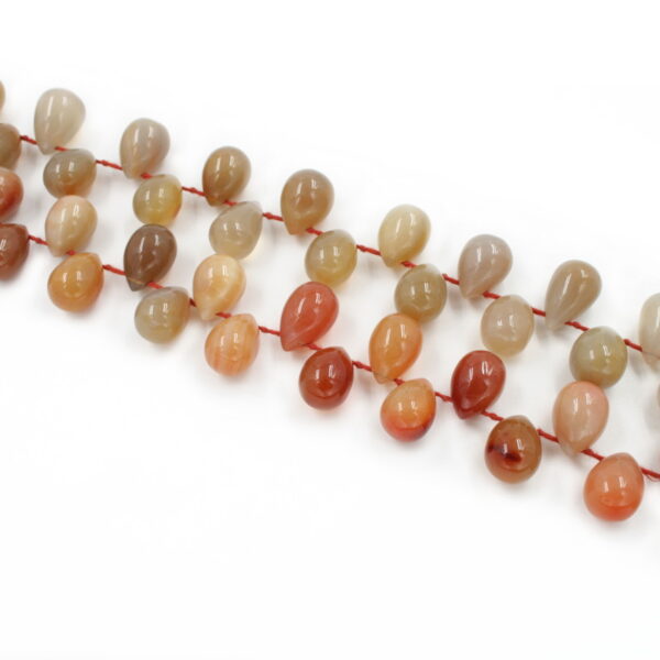 Red Agate strands drop shape size 18x13mm - Lateral Hole