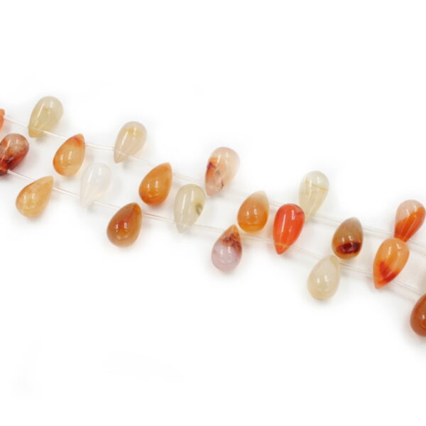 Red Agate strands drop shape size 20x10mm - Lateral Hole