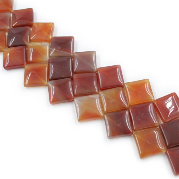 Red Agate strands square shape size 18mm - Corner Hole