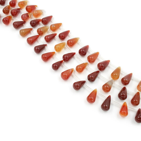 Red Agate strands drop shape size 15x8mm - Lateral Hole