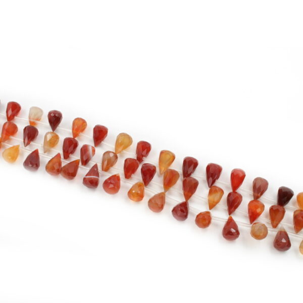 Red Agate strands faceted drop shape size 12x8mm - Lateral Hole
