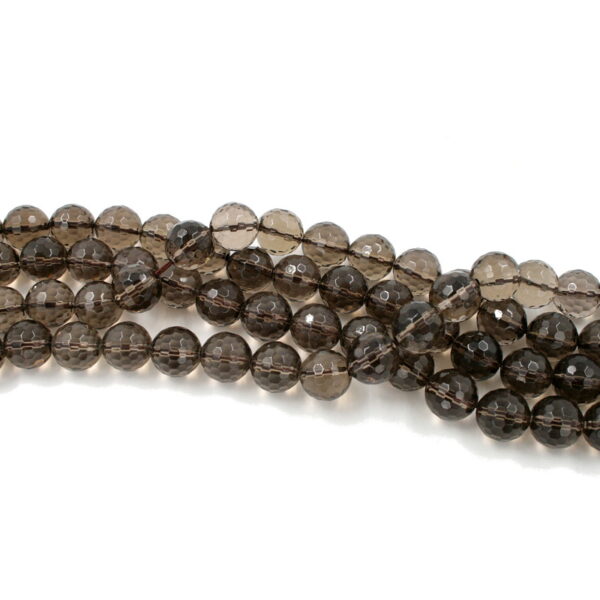 Smoky Quartz strands faceted round beads 3mm to 22mm