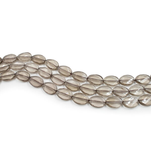 Smoky Quartz strands faceted flat oval twist shape size 18x13mm