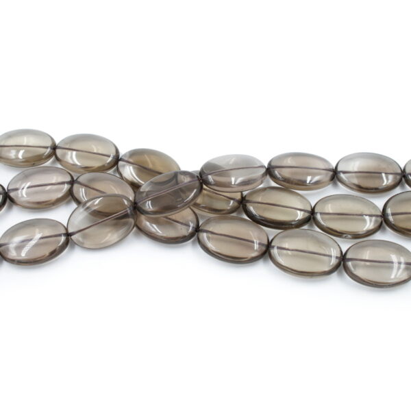 Smoky Quartz strands flat oval shape size 25x18mm