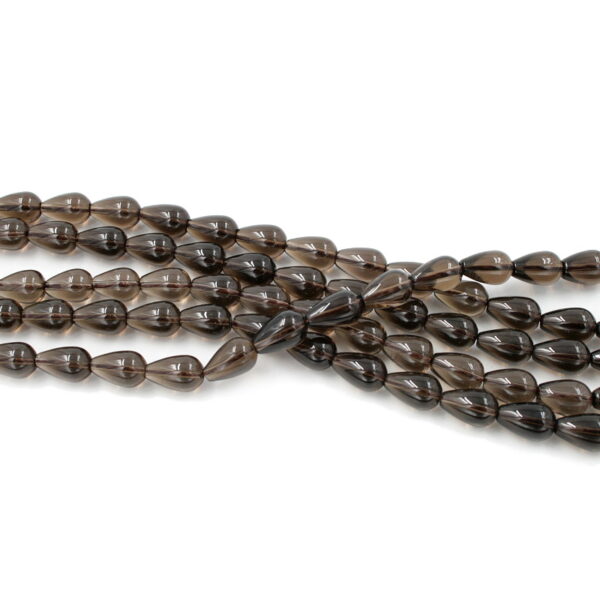 Smoky Quartz strands drop shape size 12x8mm - Passing Hole
