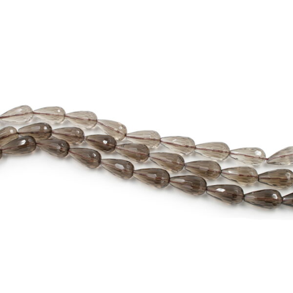 Smoky Quartz strands faceted drop shape size 20x10mm