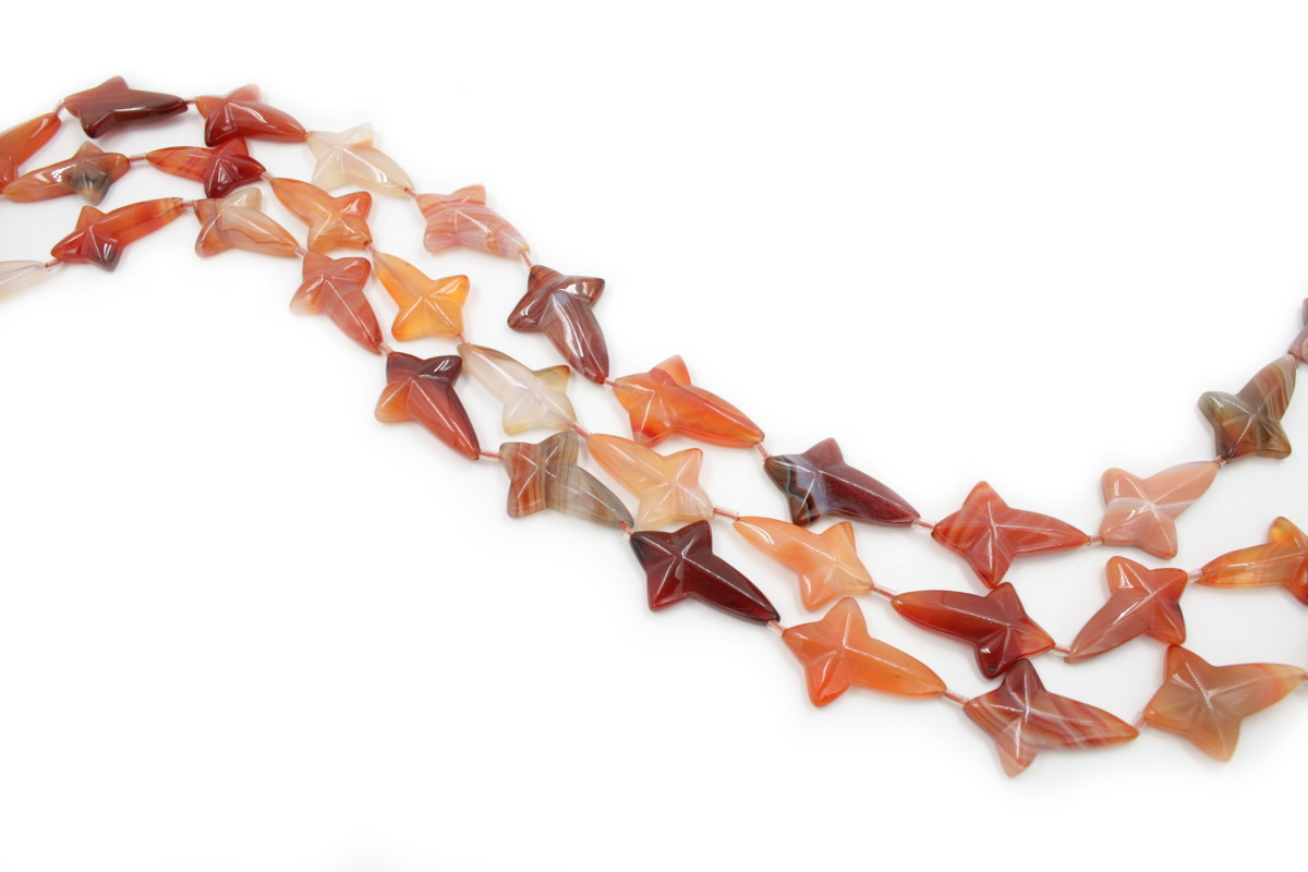 Red Agate strands stylized crosses shape size 20x30mm