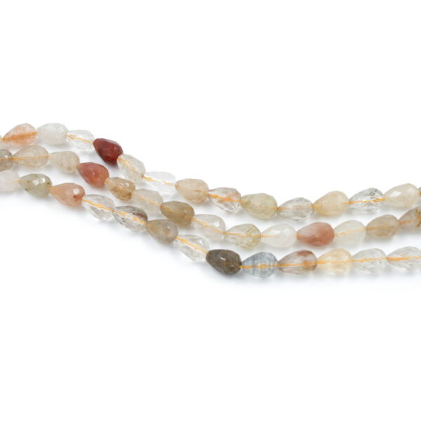 Rutilated quartz strands faceted drop shape size 9x12mm