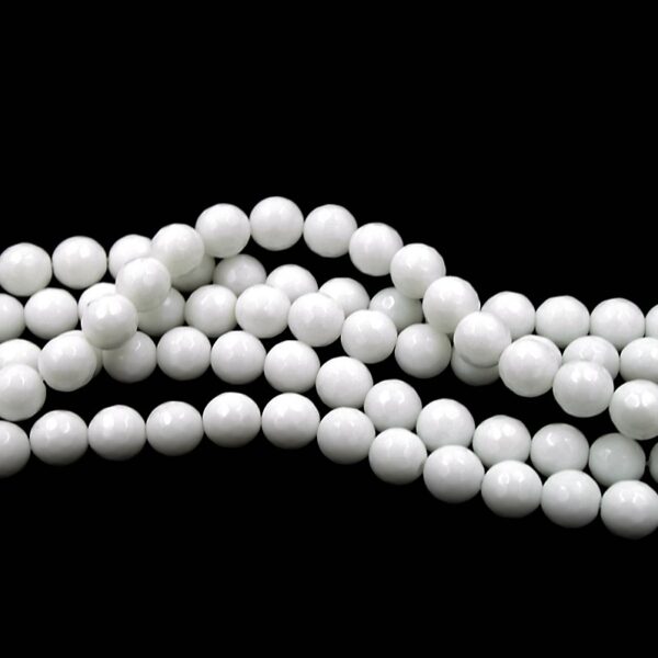 White Agate strands faceted round beads 3mm to 24mm