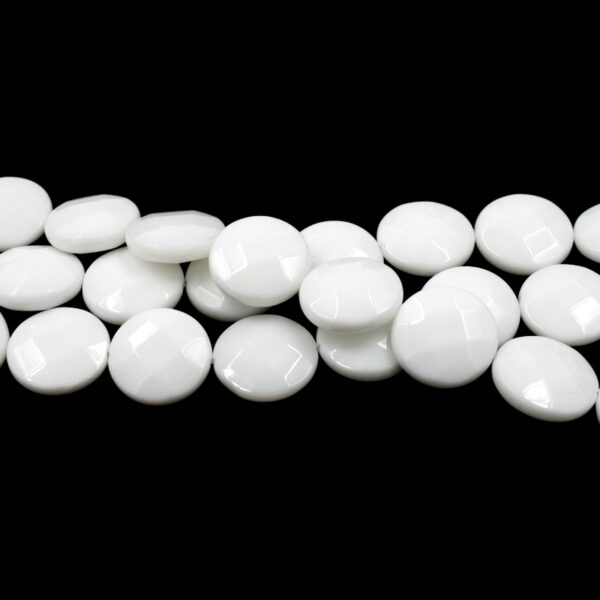 White Agate strand facetted coin shape size 20mm
