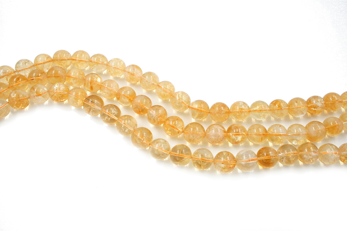 Citrine Quartz strands round shape size 12mm
