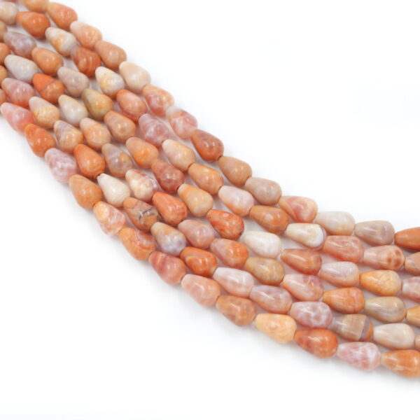 Fire agate strands drop shape size 12x8mm Passing Hole