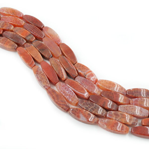 Fire agate strands faceted square olive 30x10mm