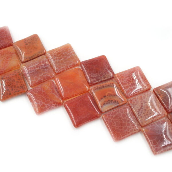 Fire agate strands square shape size 30mm Passing Hole