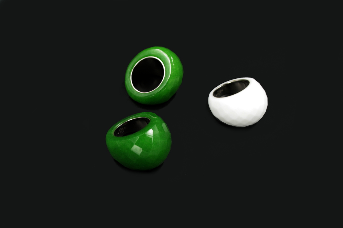Anello argento pietra dura sfaccettata