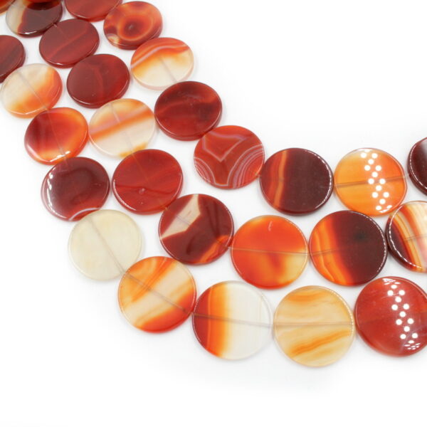 Red Agate strands coin shape size 30mm