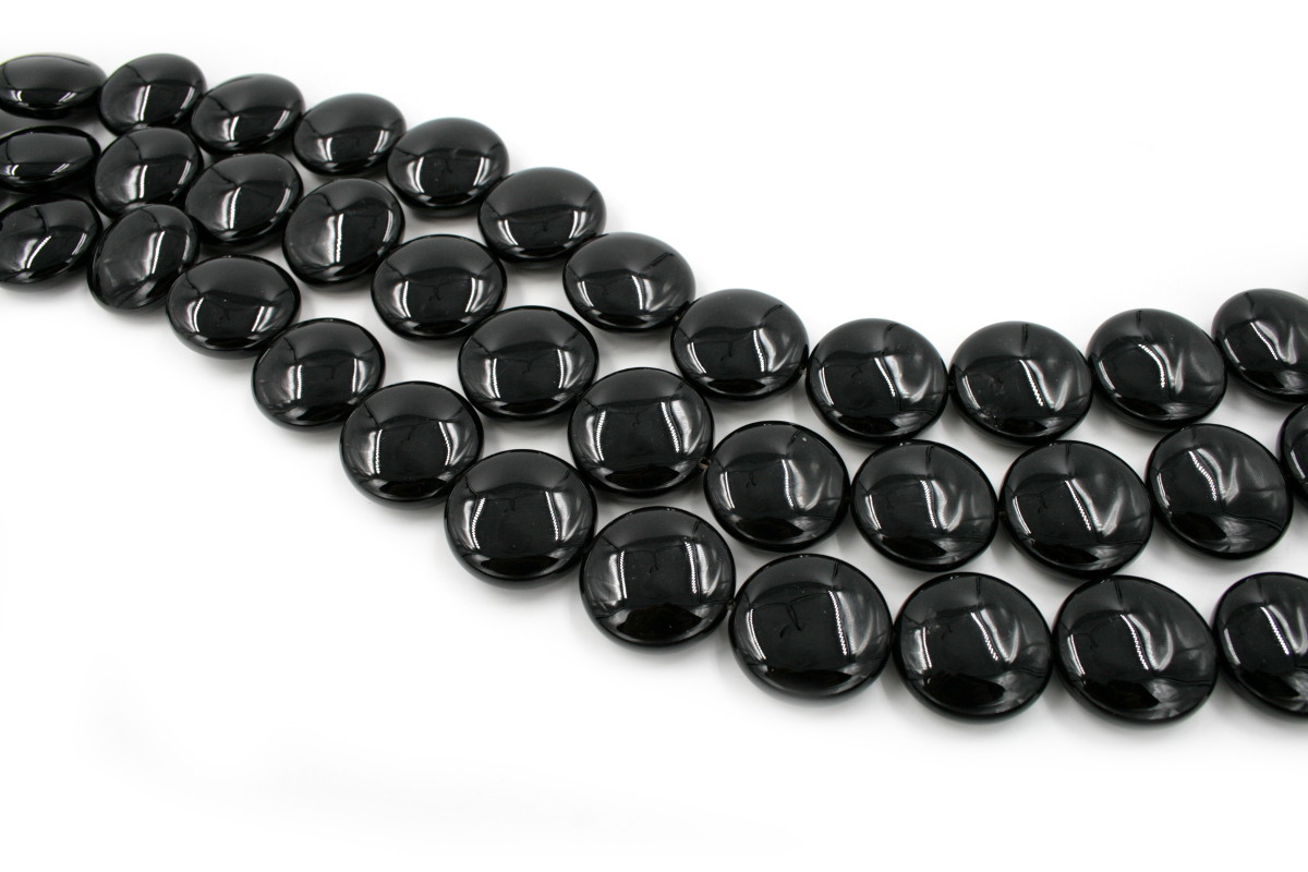Black agate strands coin shape size 30mm