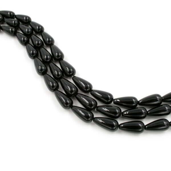 Black agate strands drop shape size 20x10mm - Passing Hole