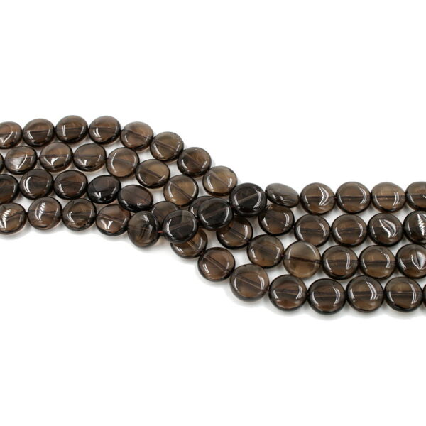 Smoky Quartz strands coin shape size 12mm