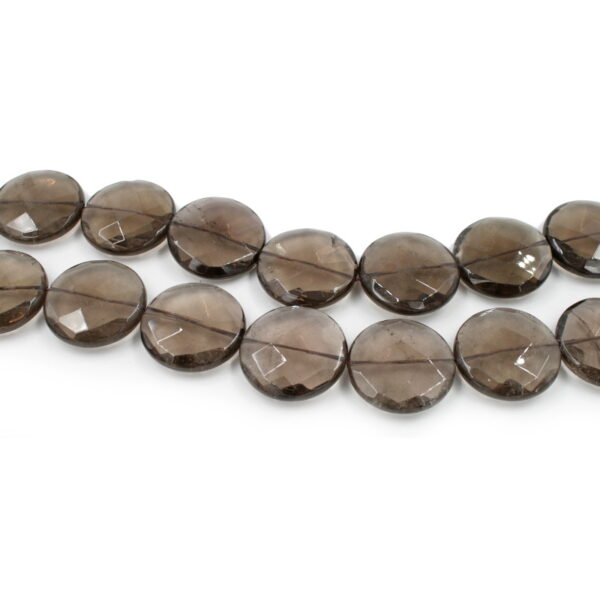 Smoky Quartz strands faceted coin shape size 30mm