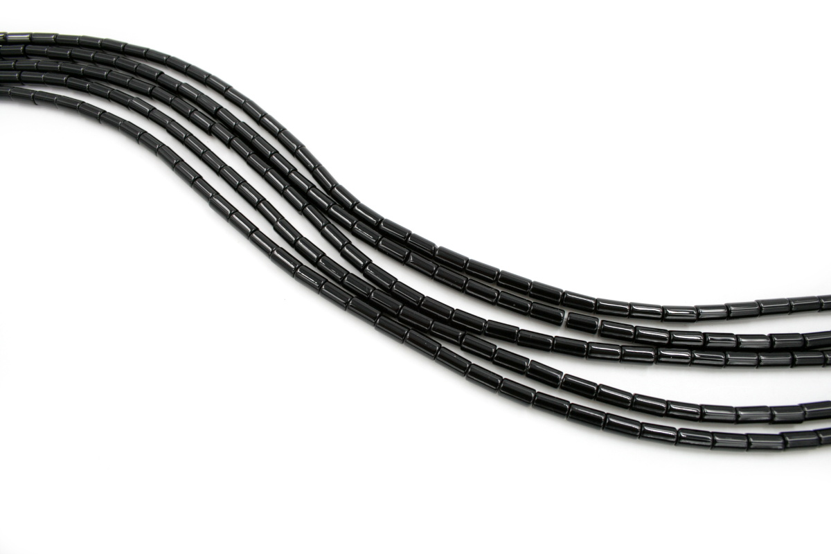 Black agate strands cylindircal shape size 8x4mm