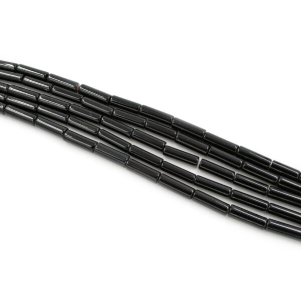 Black agate strands cylindrical shape size 13x4mm