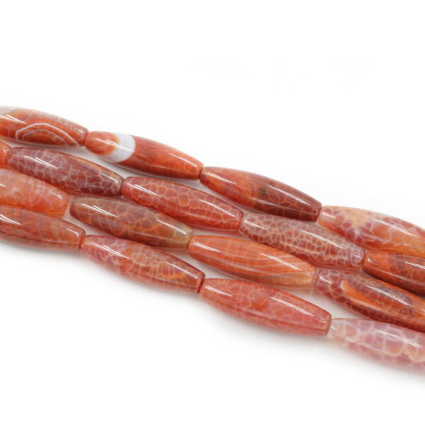 Fire agate strands olive shape size 40x12mm