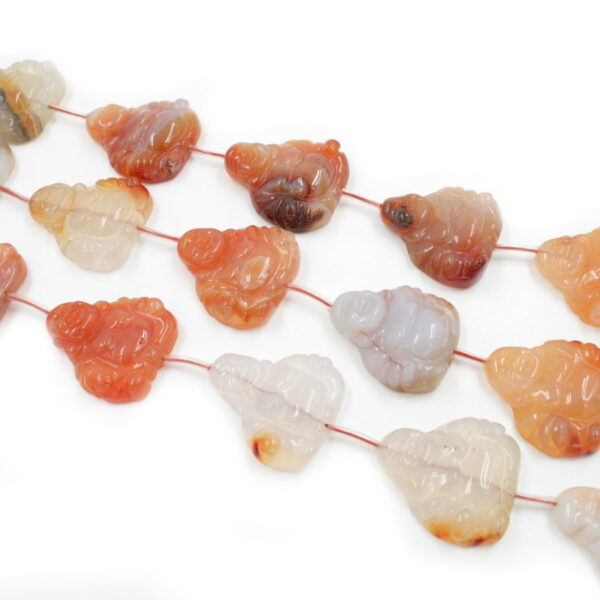 Red Agate strands Buddha shape size 35x30mm