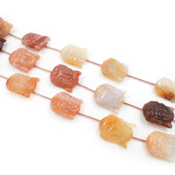 Red Agate strands Buddha face shape size 20x30mm