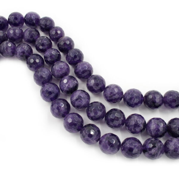 Amethyst strands faceted round shape size 18mm - A-Quality