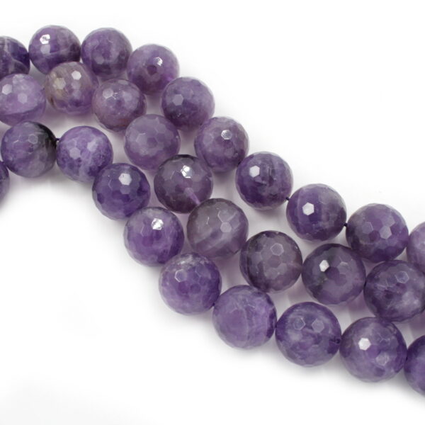 Amethyst strands faceted round shape size 20mm