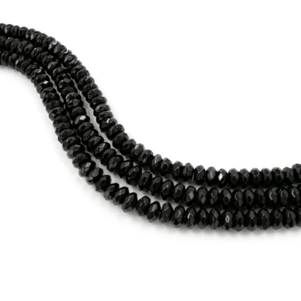 Black agate strands faceted washer shape size 10x5mm
