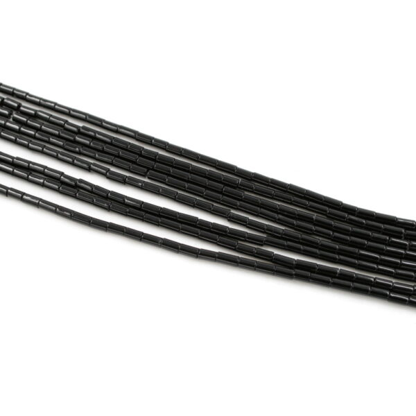 Black agate strands cylindrical shape size 4x2mm